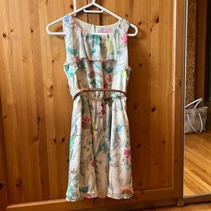 Ted Baker floral dress; good condition; size 1 with elastic waist and tan belt